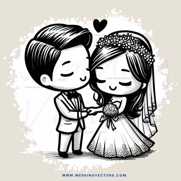 bride and groom posing for picture
