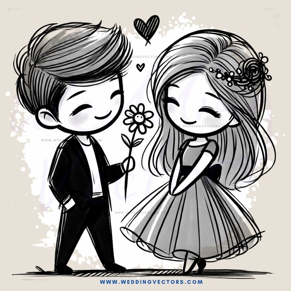 boy and girl with flowers
