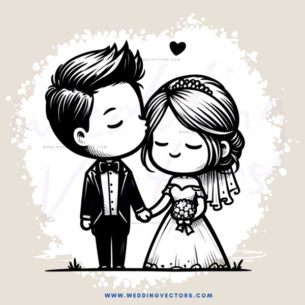 a young couple's wedding picture