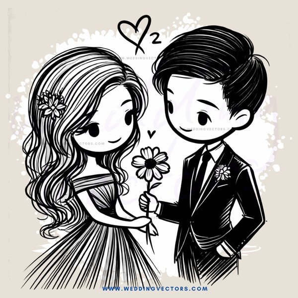 girl and boy with flower