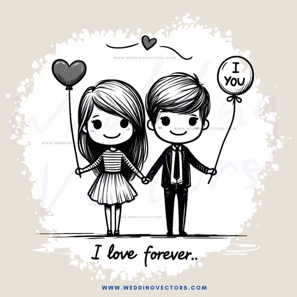 love forever with hearts and balloons