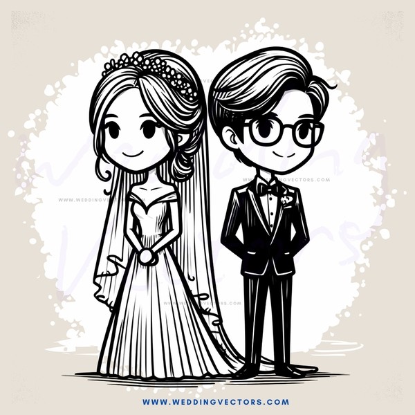 a bride and groom standing together