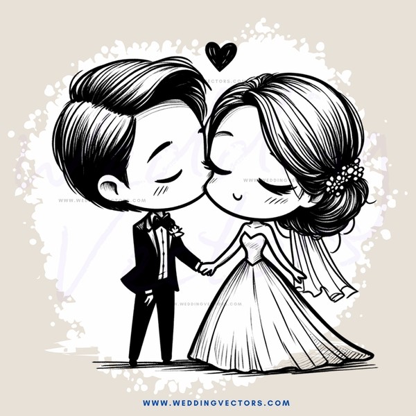 a couple's kiss in black and white