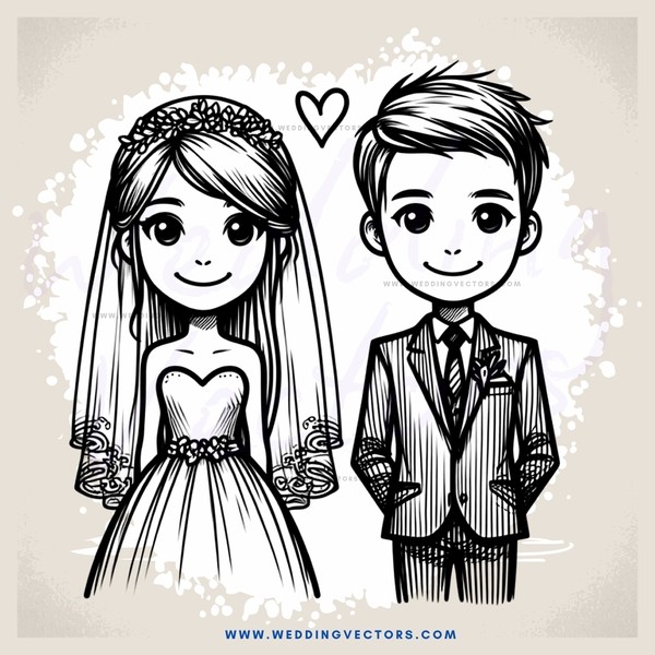 bride and groom with heart