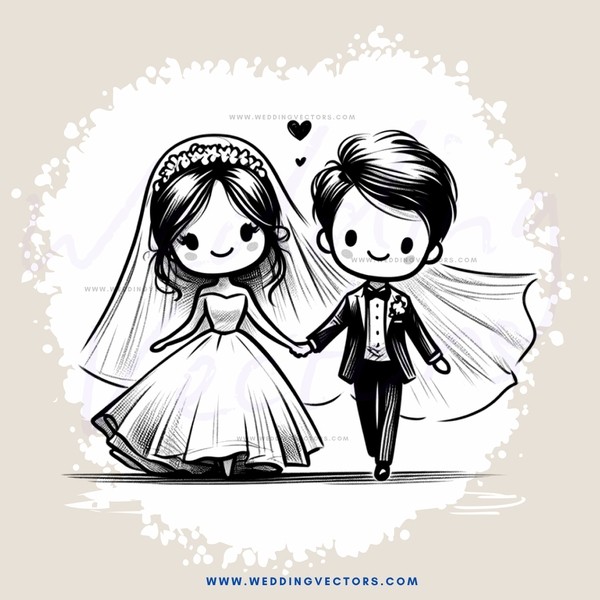 a bride and groom holding hands