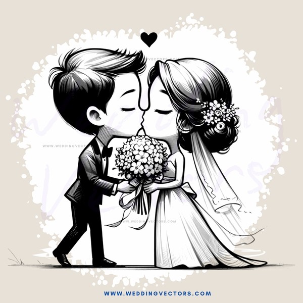 wedding kiss cartoon