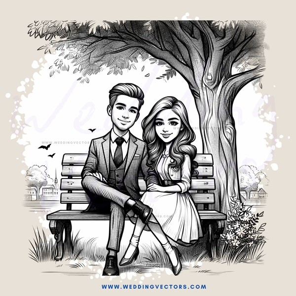 a romantic scene with birds and trees