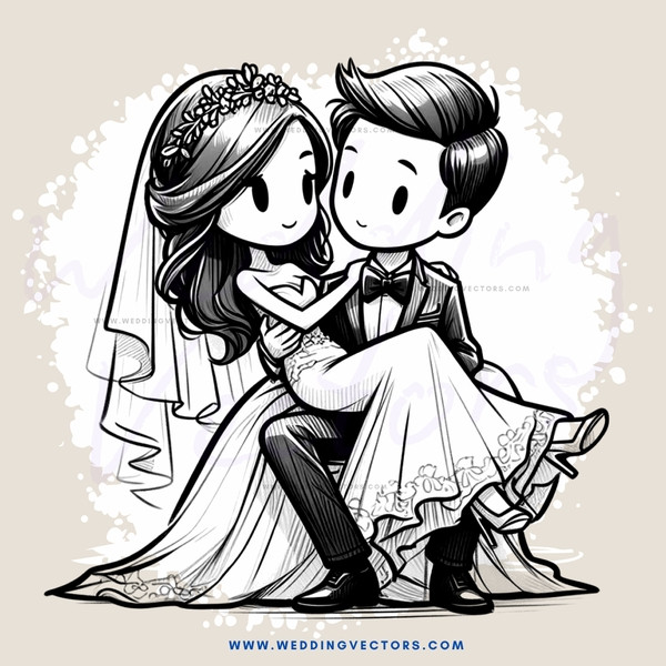 a bride and groom hugging