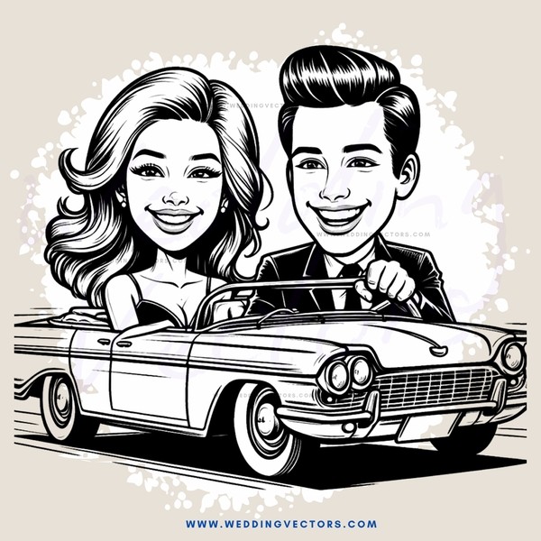 a young couple in a car with smiles on their faces