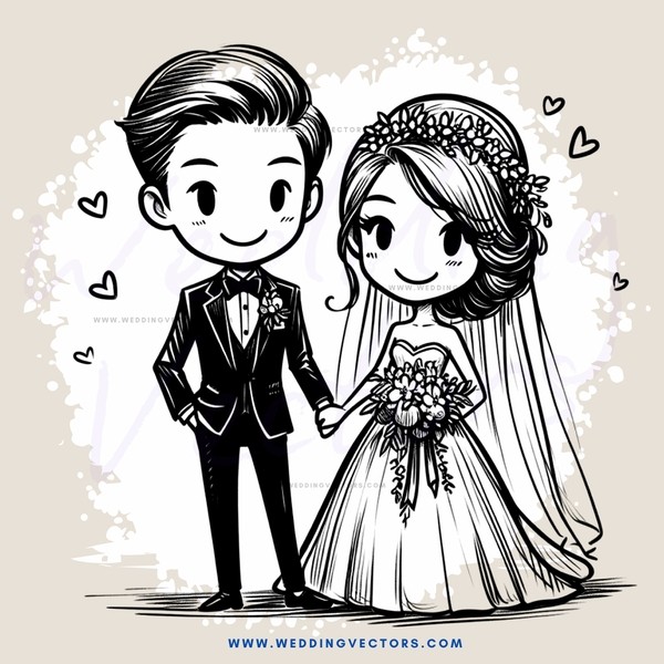 a bride and groom standing together
