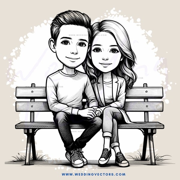 a boy and girl sitting on a bench