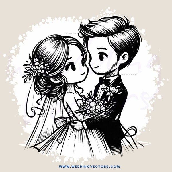 wedding couple holding flowers and rings
