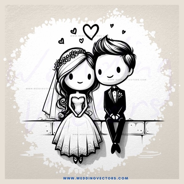 bride and groom sitting together on bench