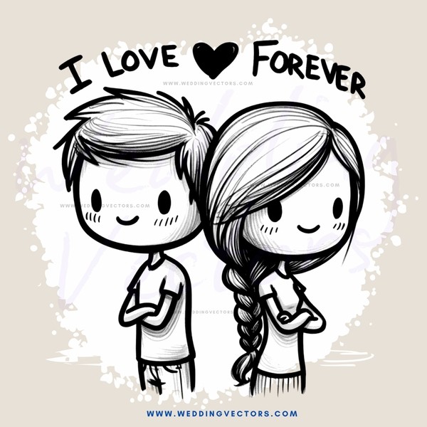 i love forever cartoon sticker