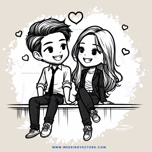 a happy couple sitting on a bench