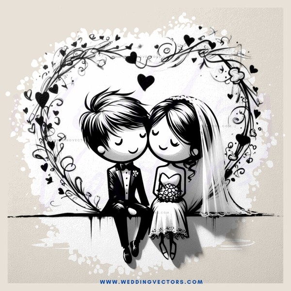 a couple in wedding dress sitting under an archway