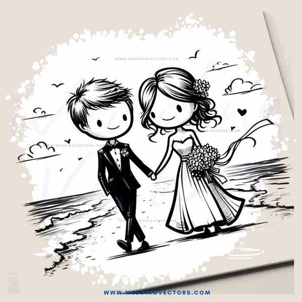 a couple's beach wedding day