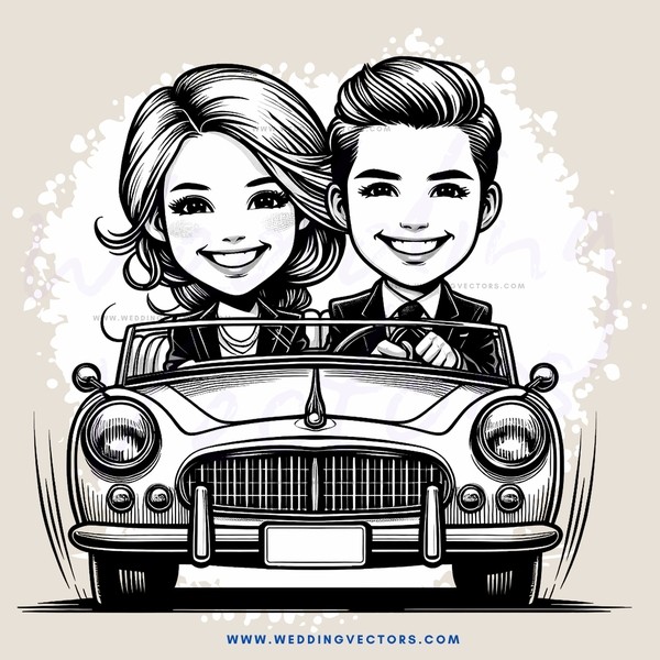 a happy couple in a car