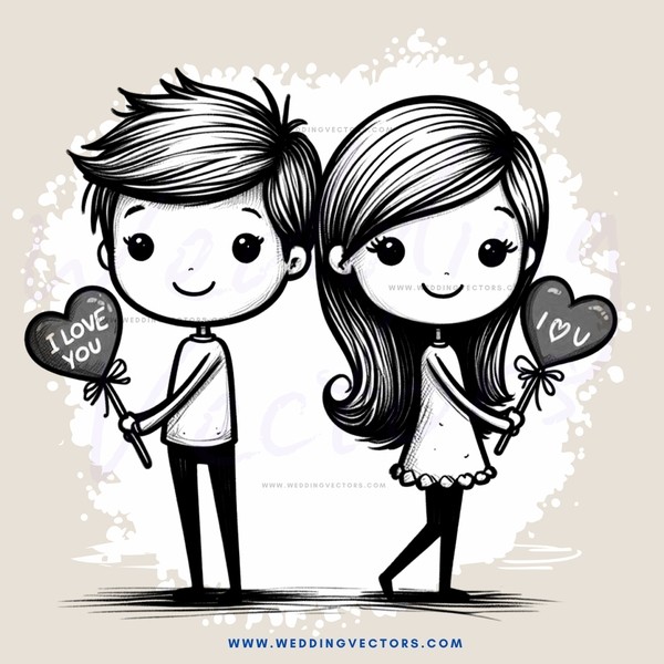 two people holding hearts that say i love you