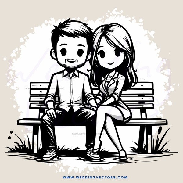 couple sits on bench in grassy field