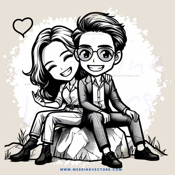 boy and girl sitting on rock with smiles
