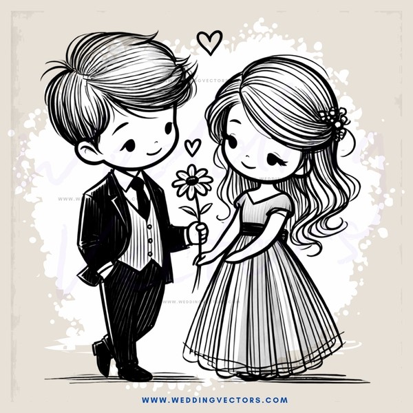 boy and girl holding flower