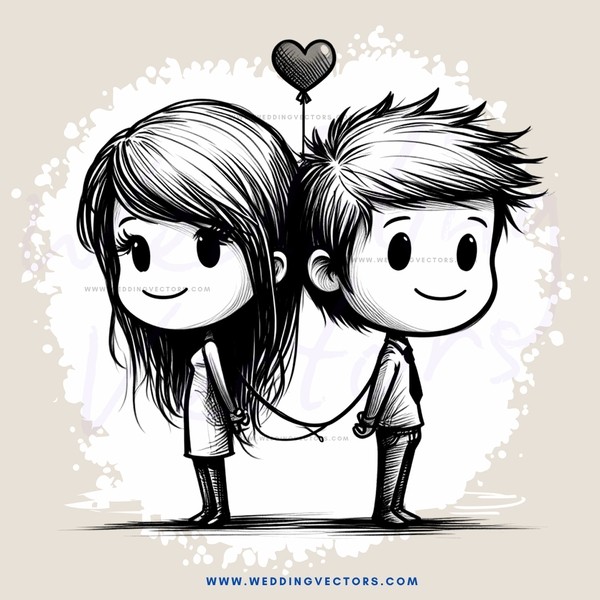 boyfriend and girlfriend with hearts on them