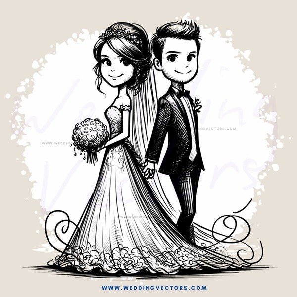 a bride and groom standing together