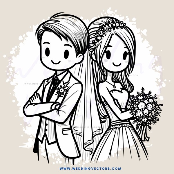 a young couple on their wedding day