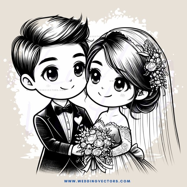 a happy couple on their wedding day