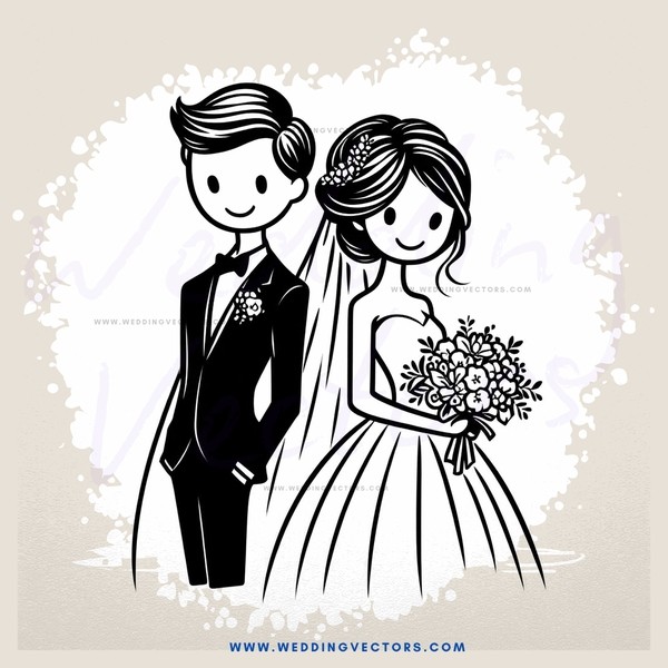 a wedding couple's portrait in black and white