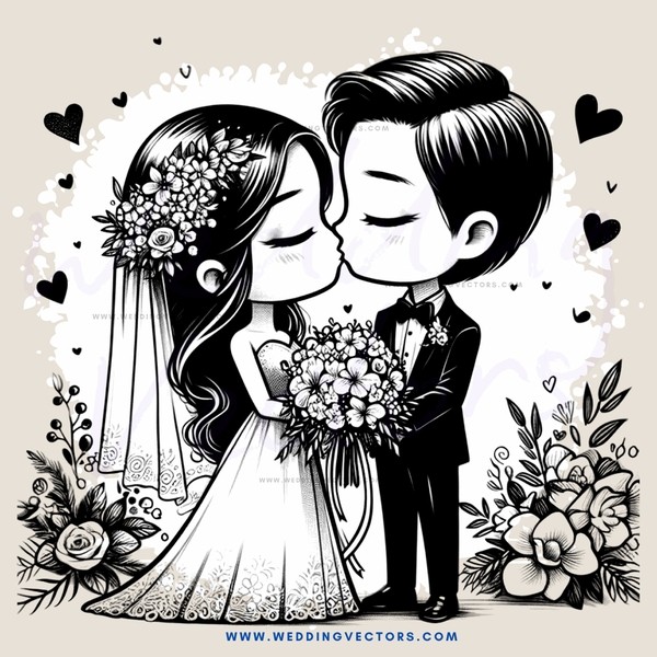 a couple kissing and holding flowers