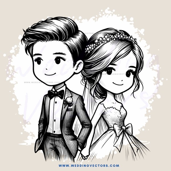 a couple in their wedding outfits