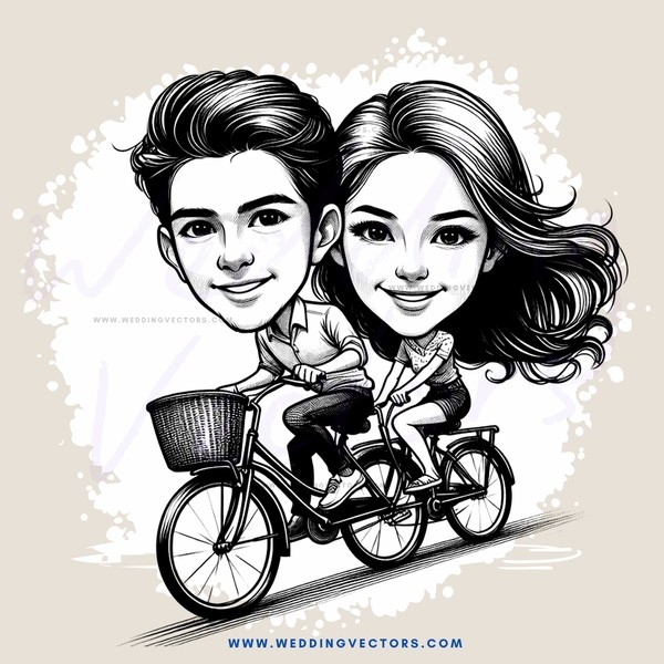 two people on bicycles with sweeping hair and smiles