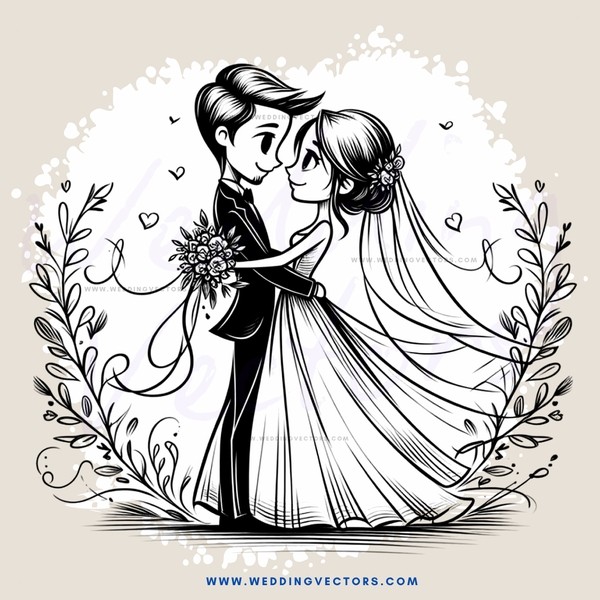a couple in wedding attire