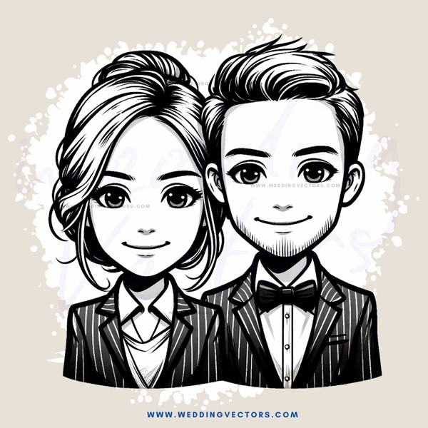 cartoon boy and girl with smiles on their face