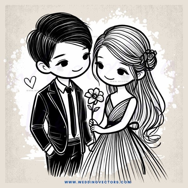 a couple holding hands and flowers
