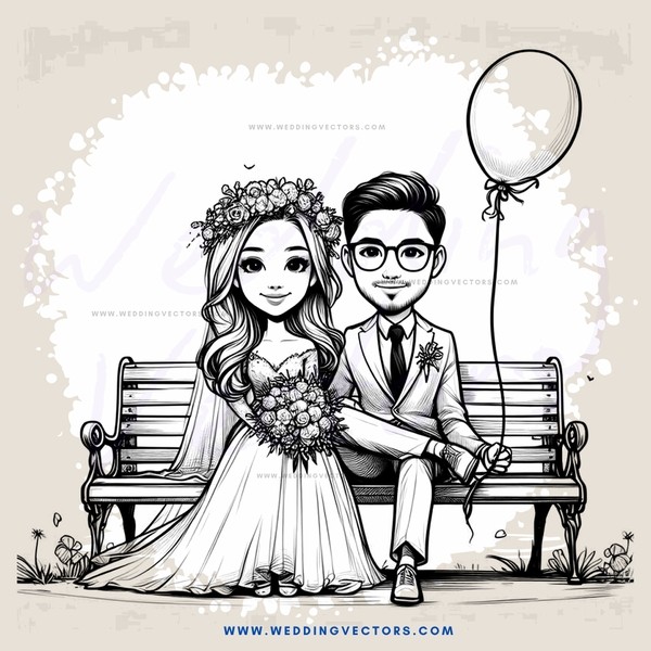 wedding couple on bench