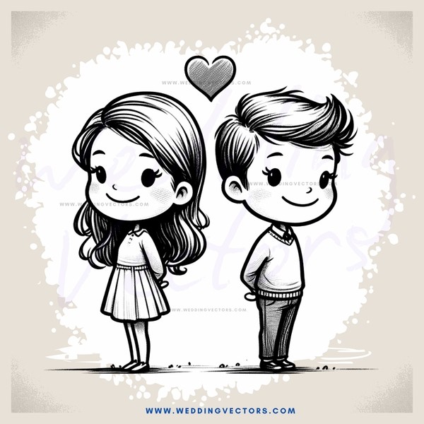 two kids smiling at each other with hearts above them