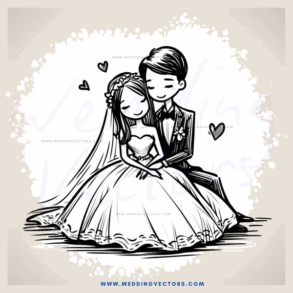 a couple sitting together with hearts and flowers
