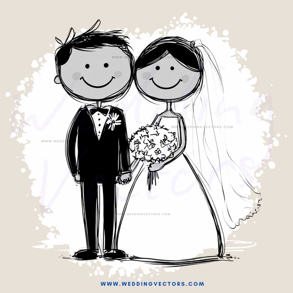 groom and bride in wedding gowns