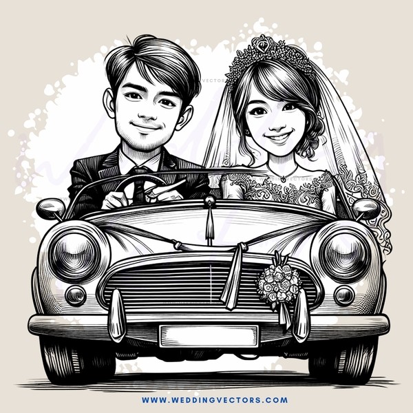 a couple in a vintage car