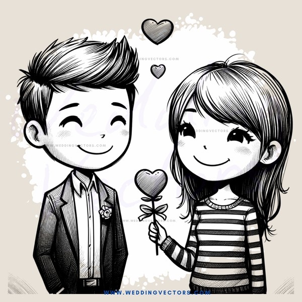 boy and girl with hearts drawn on their hands