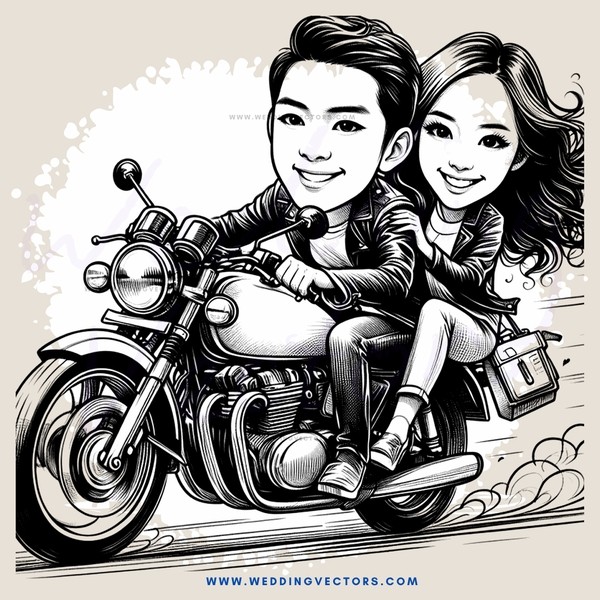 a cartoon of a couple riding motorcycles