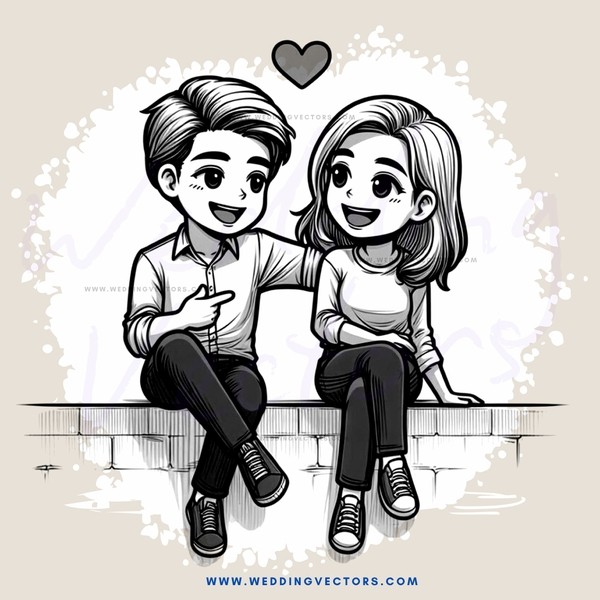 cute couple sitting on a wall together
