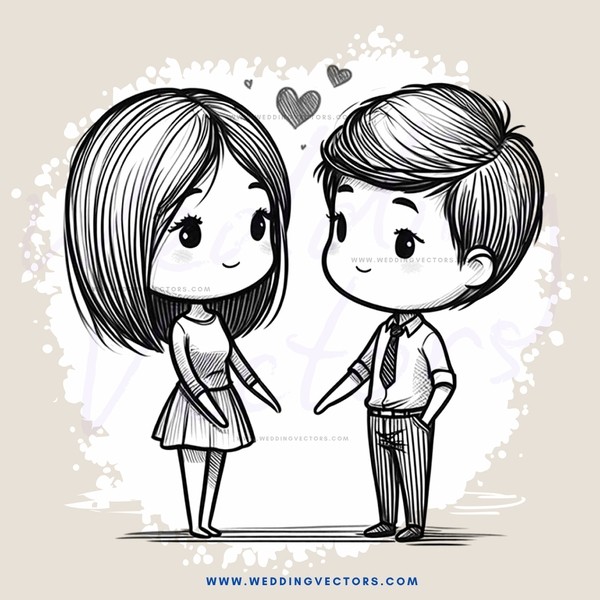 cartoon boy and girl with tie dress shirt