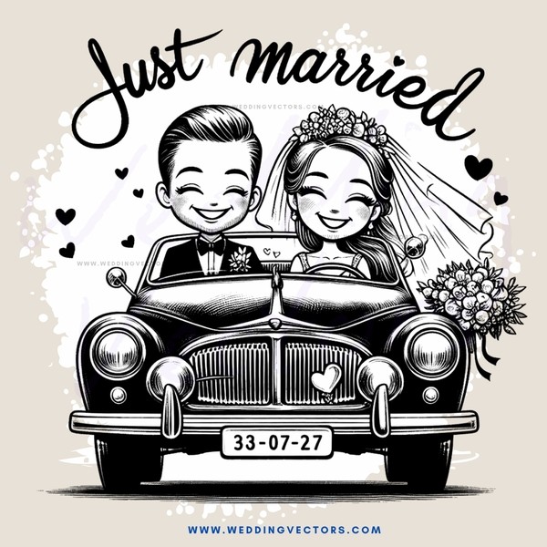 just married caricature