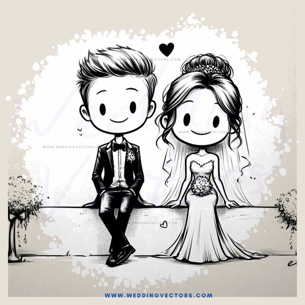 the bride and groom on the bench