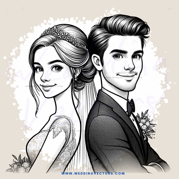wedding portrait in black and white