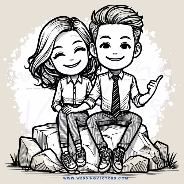 two people sitting on rocks
